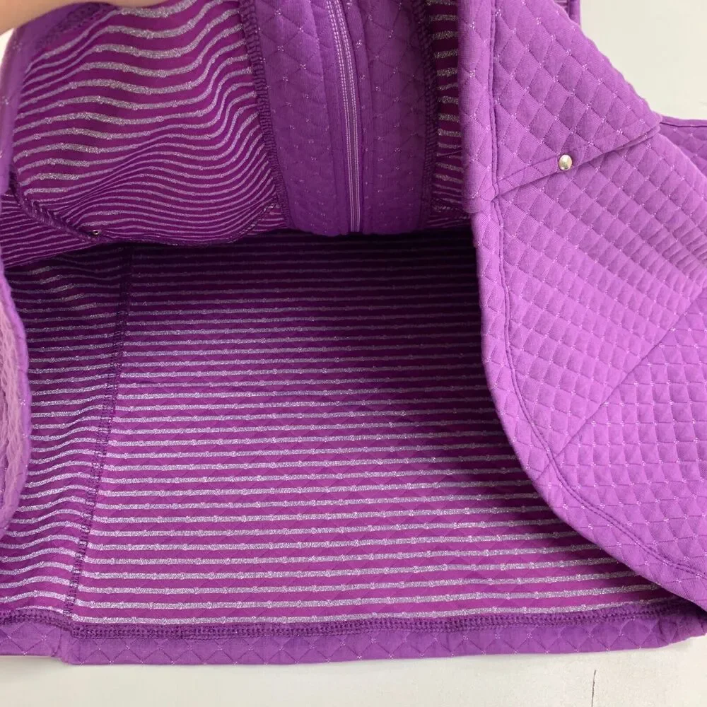 Allison Daley Quilted Vest Womens XS Extra Small Purple Sparkly Full Zip Pockets